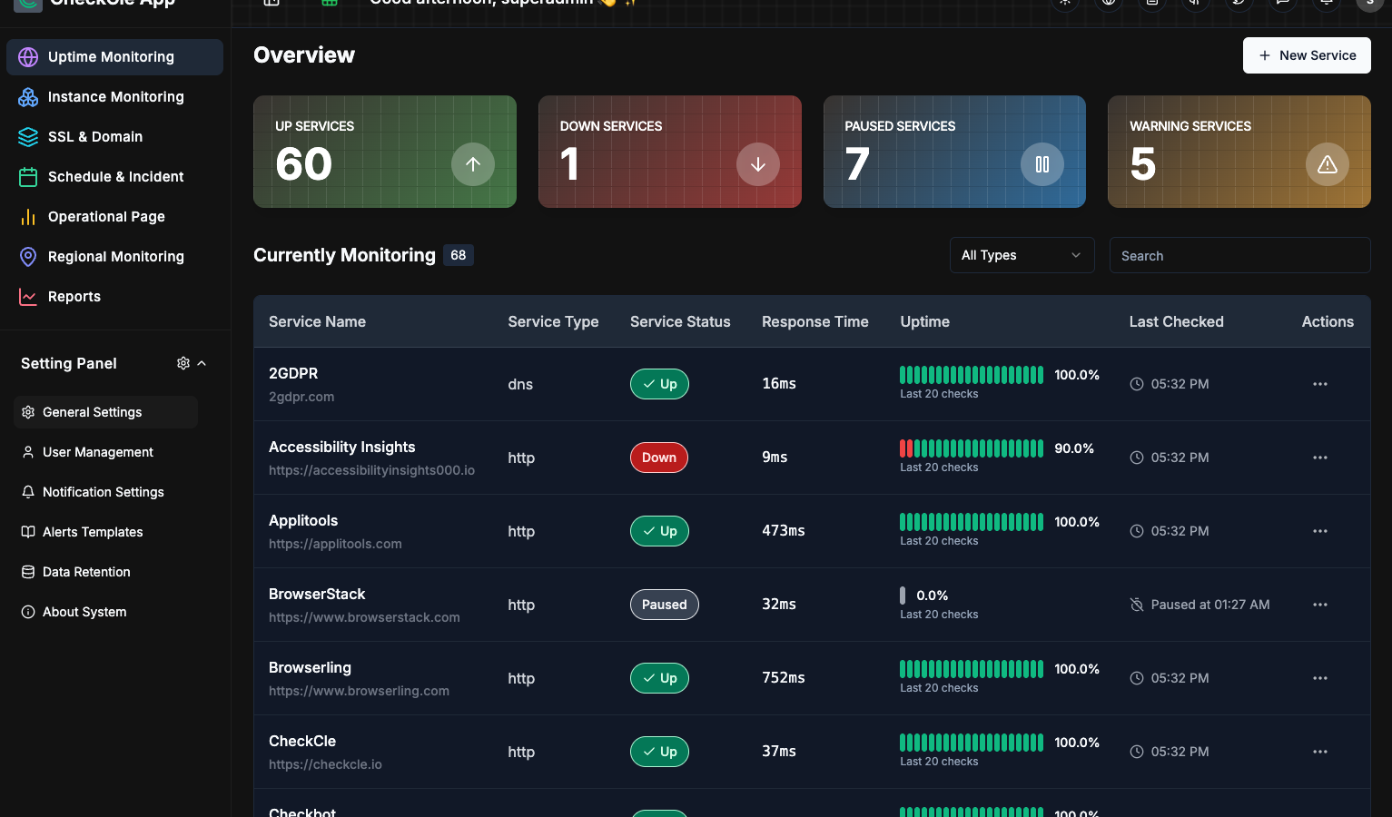 CheckCle – Open Source alternative zu Uptime-Kuma