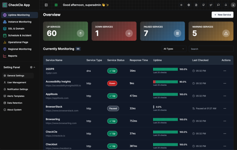 CheckCle – Open Source alternative zu Uptime-Kuma